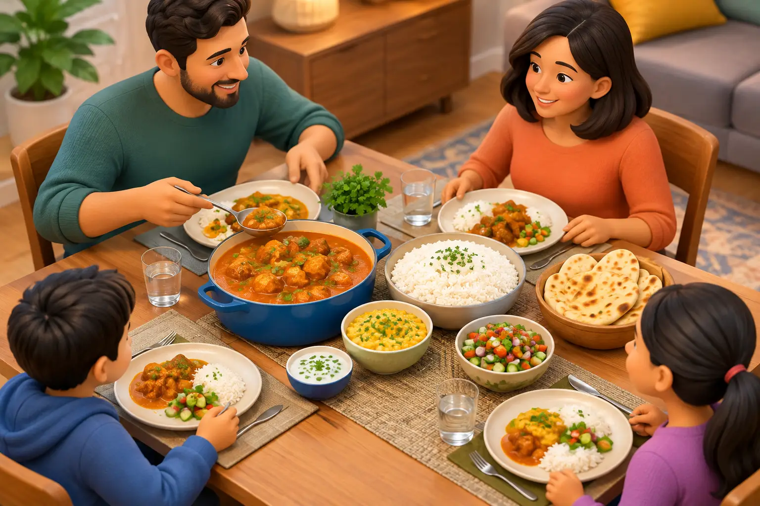 A Family Curry Night Meal Example for Easy Hosting