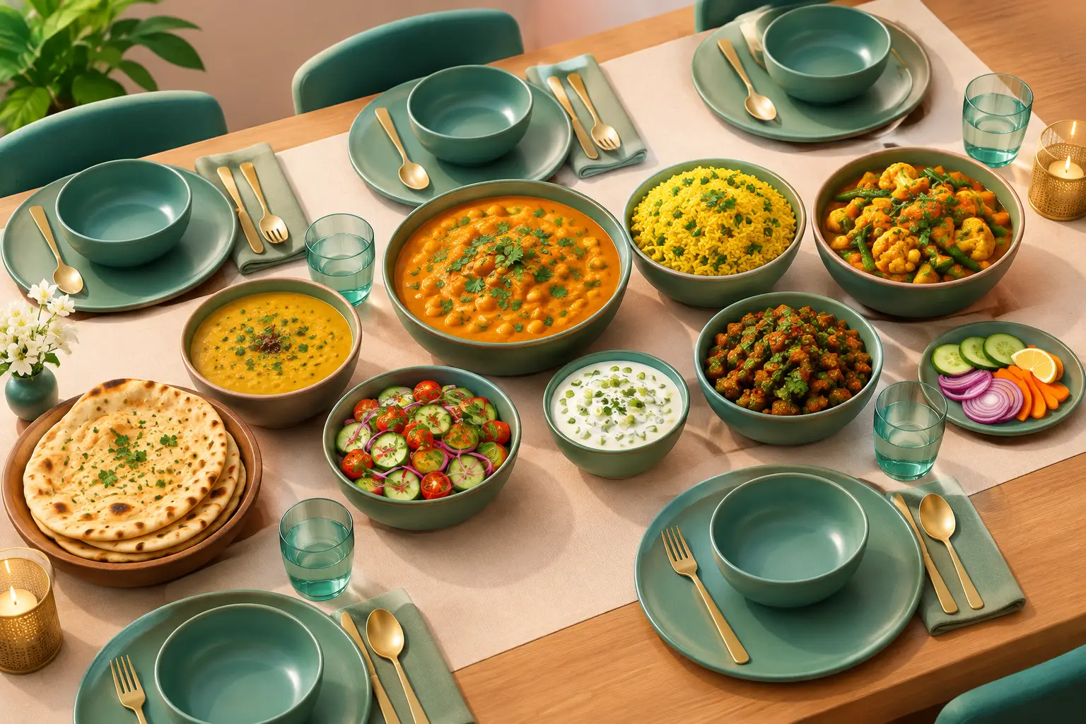 A Vegan Indian Dinner Menu Example for 6